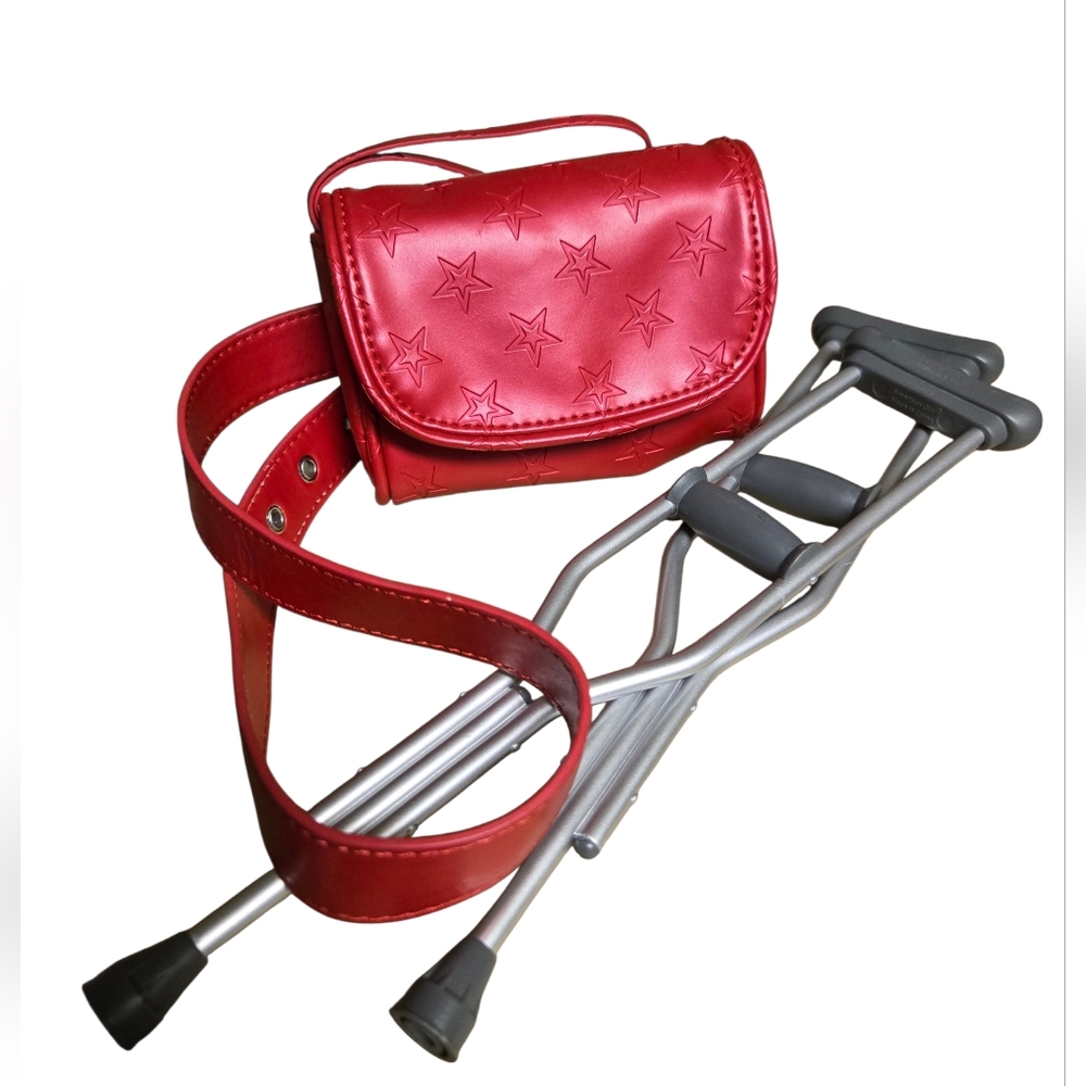 American Girl Accessories Crutches and Red Fanny Pack for 18" doll